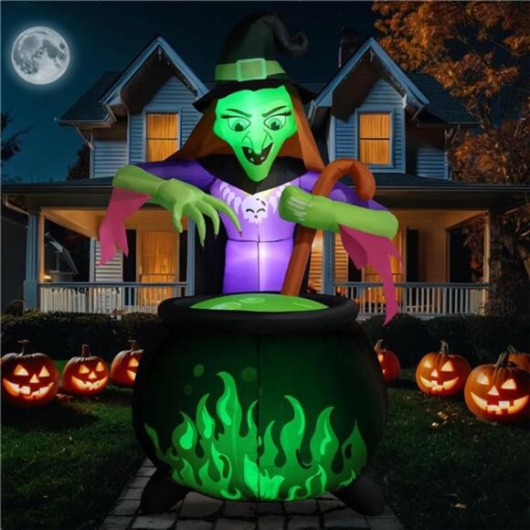 8.5Ft Tall Giant Halloween Inflatables Witch Cauldron Decorations, Scary Blow - Picture 1 of 7